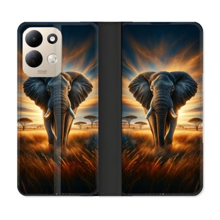 Housse Cuir Portefeuille Pour Xiaomi Redmi 17 4G / 5G Animal Elephant Savane