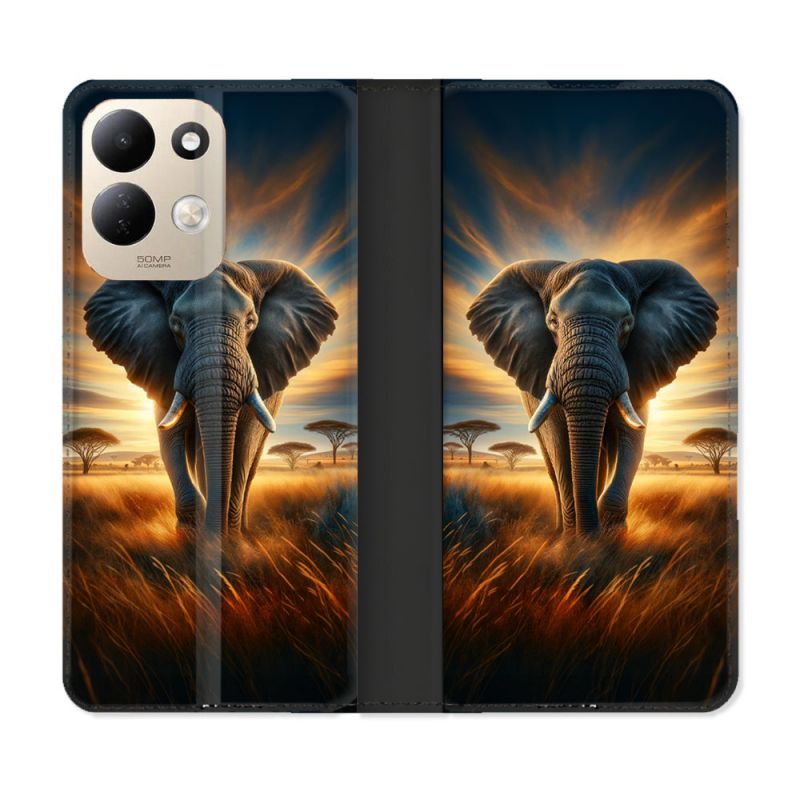 Housse Cuir Portefeuille Pour Xiaomi Redmi 17 4G / 5G Animal Elephant Savane