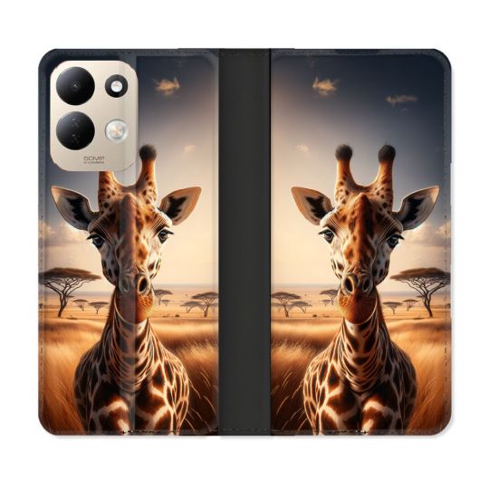 Housse Cuir Portefeuille Pour Xiaomi Redmi 17 4G / 5G Animal Girafe Savane