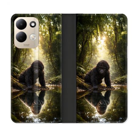 Housse Cuir Portefeuille Pour Xiaomi Redmi 17 4G / 5G Animal Gorille Reflet