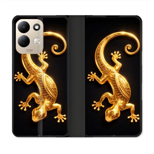 Housse Cuir Portefeuille Pour Xiaomi Redmi 17 4G / 5G Animal Lezard Noir 2026