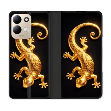 Housse Cuir Portefeuille Pour Xiaomi Redmi 17 4G / 5G Animal Lezard Noir 2026