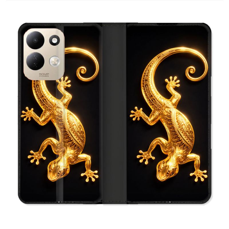 Housse Cuir Portefeuille Pour Xiaomi Redmi 17 4G / 5G Animal Lezard Noir 2026