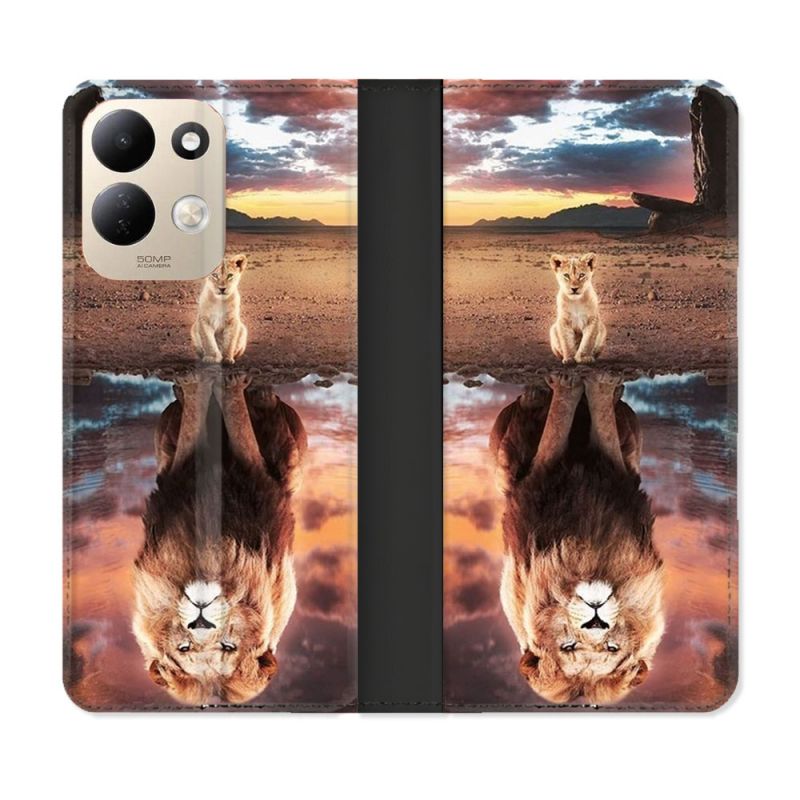 Housse Cuir Portefeuille Pour Xiaomi Redmi 17 4G / 5G Animal Lion Reflet