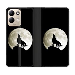 Housse Cuir Portefeuille Pour Xiaomi Redmi 17 4G / 5G Animal Loup Noir