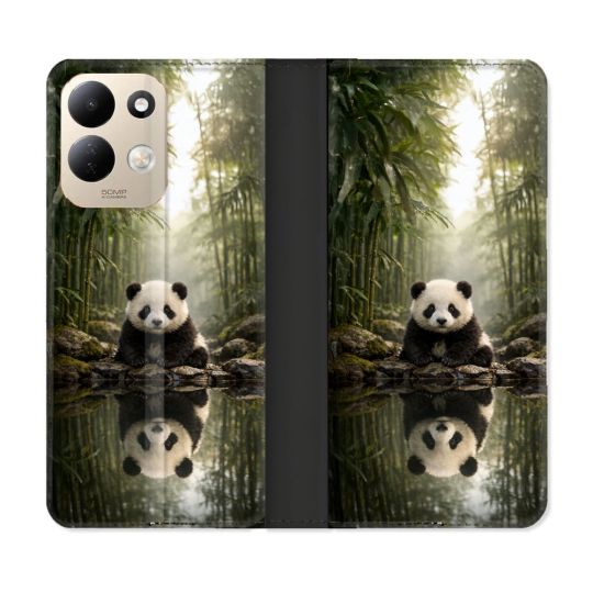 Housse Cuir Portefeuille Pour Xiaomi Redmi 17 4G / 5G Animal Panda Reflet