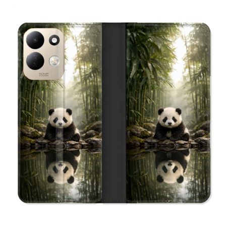 Housse Cuir Portefeuille Pour Xiaomi Redmi 17 4G / 5G Animal Panda Reflet