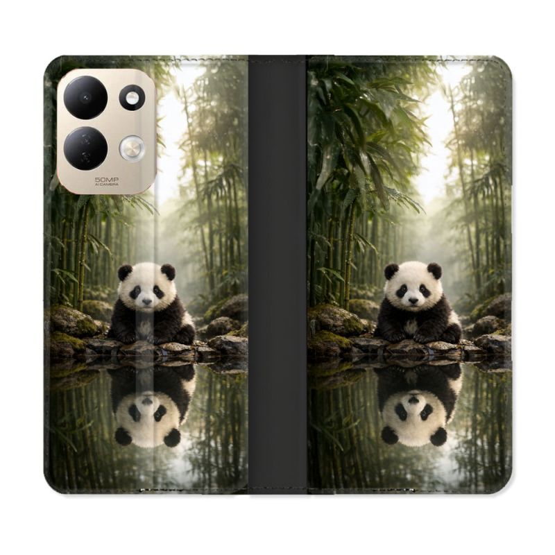 Housse Cuir Portefeuille Pour Xiaomi Redmi 17 4G / 5G Animal Panda Reflet