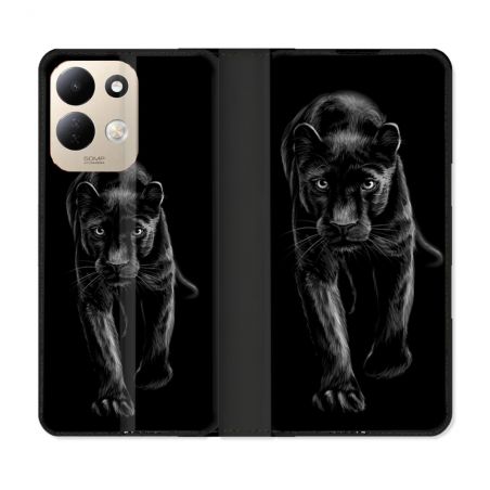 Housse Cuir Portefeuille Pour Xiaomi Redmi 17 4G / 5G Animal Panthère Noire