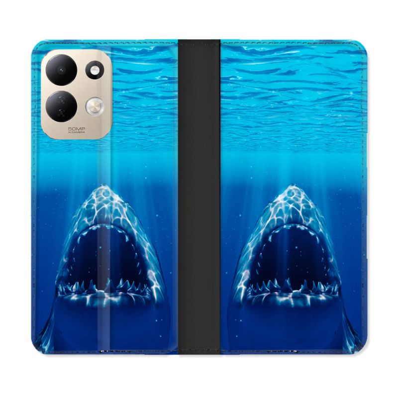 Housse Cuir Portefeuille Pour Xiaomi Redmi 17 4G / 5G Animal Requin Dent