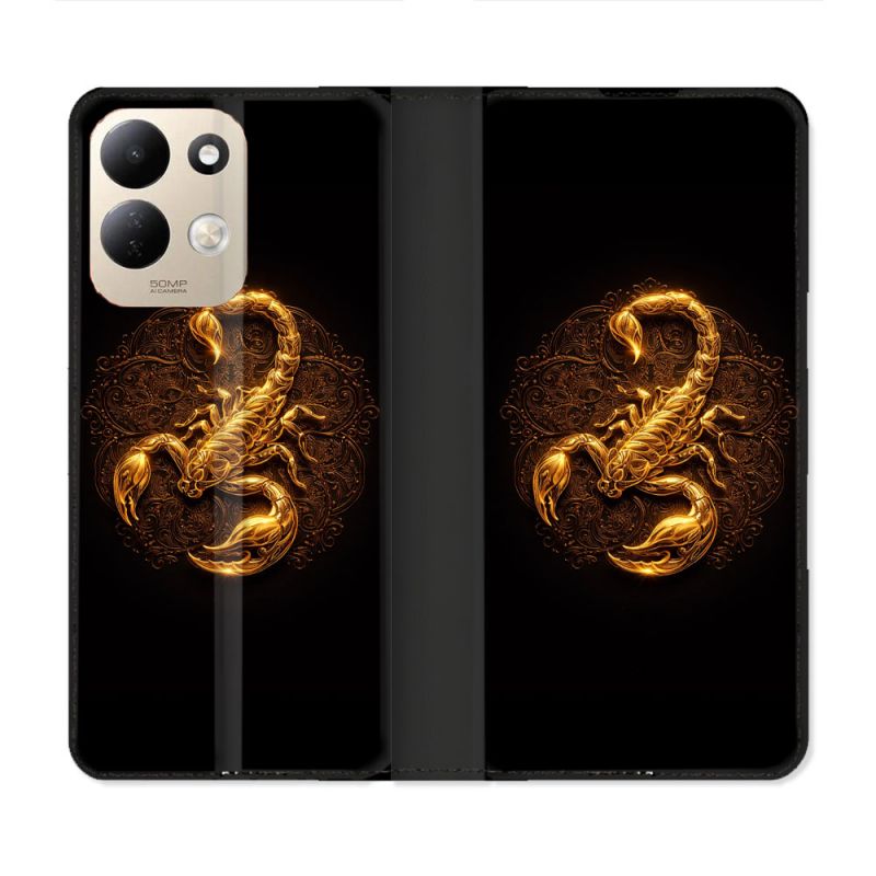 Housse Cuir Portefeuille Pour Xiaomi Redmi 17 4G / 5G Animal Scorpion Fresque 2026