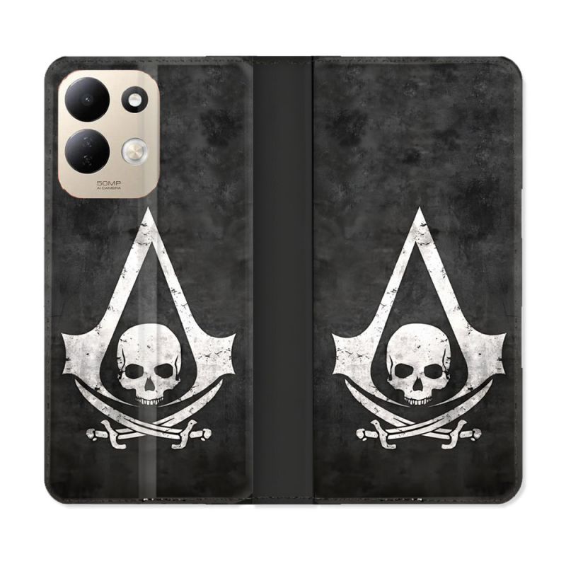 Housse Cuir Portefeuille Pour Xiaomi Redmi 17 4G / 5G Assassin Creed Tete Mort