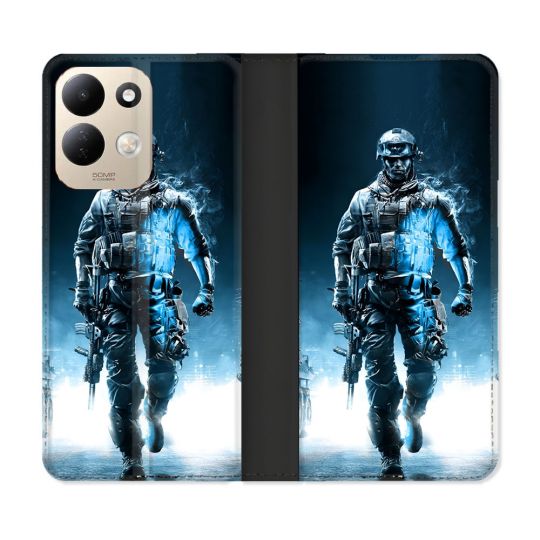 Housse Cuir Portefeuille Pour Xiaomi Redmi 17 4G / 5G Call Of Duty Guerrier