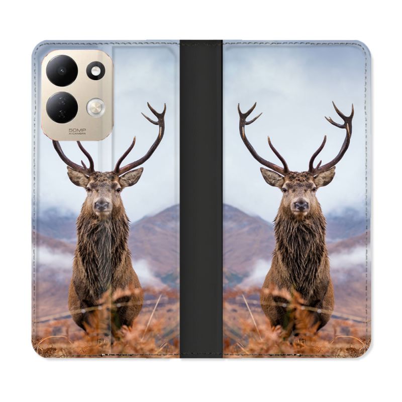 Housse Cuir Portefeuille Pour Xiaomi Redmi 17 4G / 5G Chasse Chevreuil Montagne