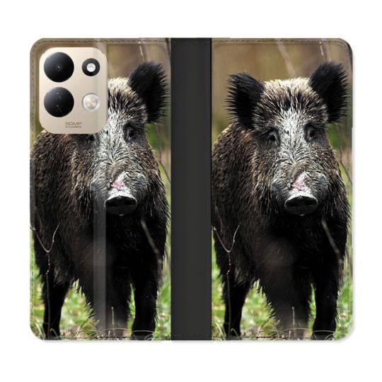 Housse Cuir Portefeuille Pour Xiaomi Redmi 17 4G / 5G Chasse Sanglier bois