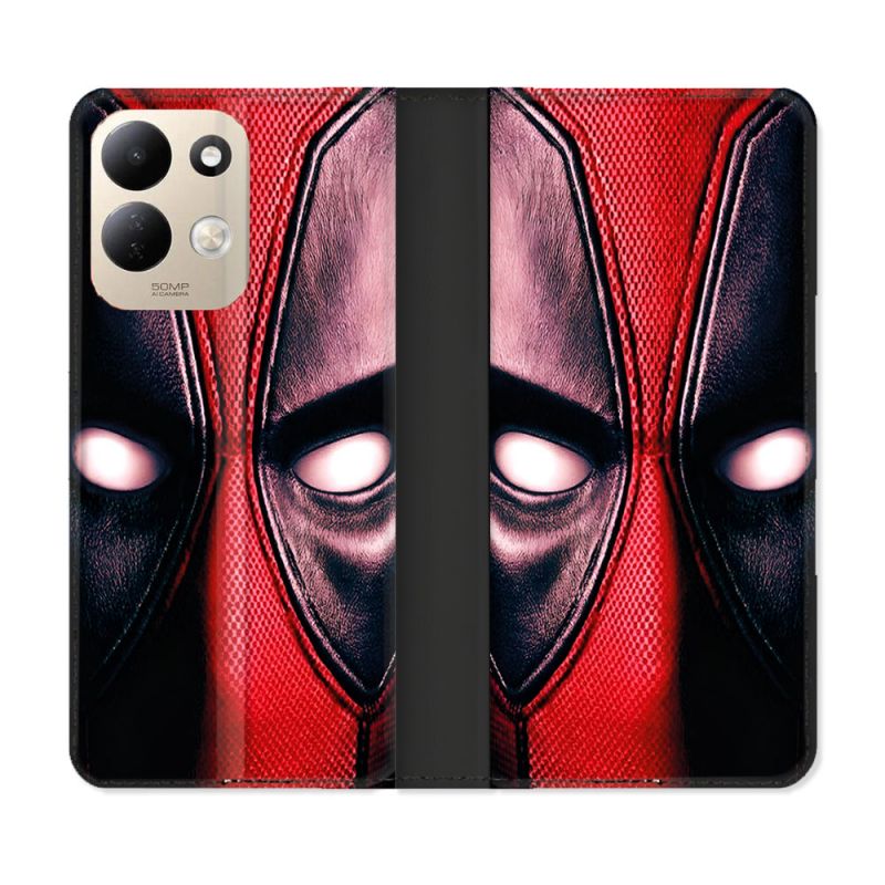 Housse Cuir Portefeuille Pour Xiaomi Redmi 17 4G / 5G Deadpool Yeux