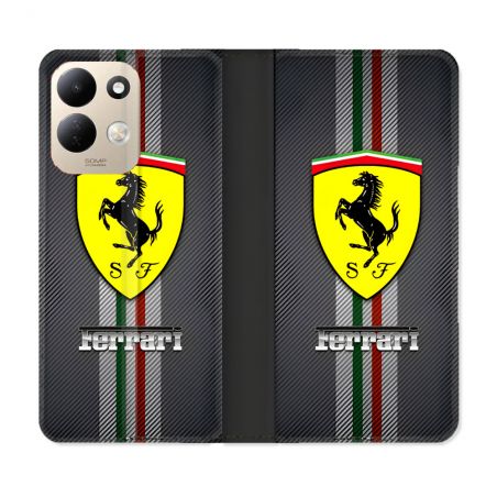 Housse Cuir Portefeuille Pour Xiaomi Redmi 17 4G / 5G Ferrari Carbone