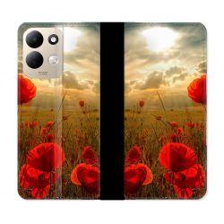 Housse Cuir Portefeuille Pour Xiaomi Redmi 17 4G / 5G Fleur Coquelicot