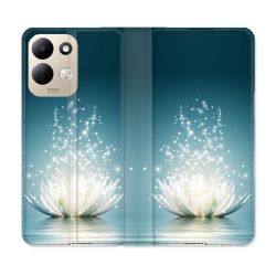 Housse Cuir Portefeuille Pour Xiaomi Redmi 17 4G / 5G Fleur Lotus Blanc