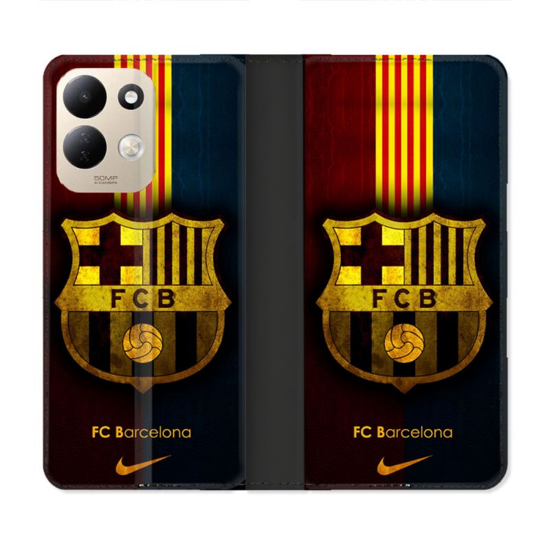 Housse Cuir Portefeuille Pour Xiaomi Redmi 17 4G / 5G Foot FC Barcelone Vintage