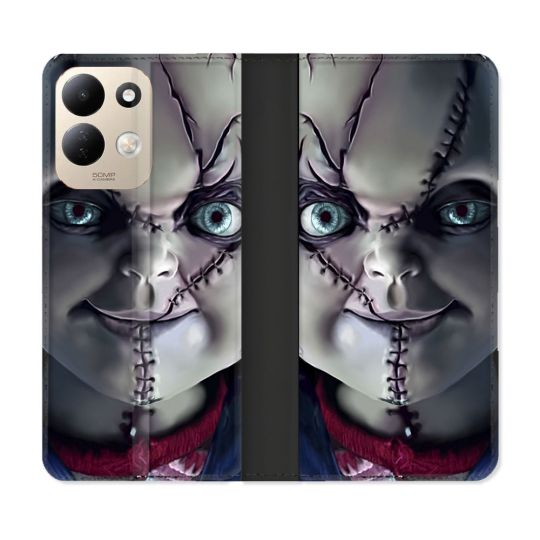 Housse Cuir Portefeuille Pour Xiaomi Redmi 17 4G / 5G Horreur Chucky Cicatrice
