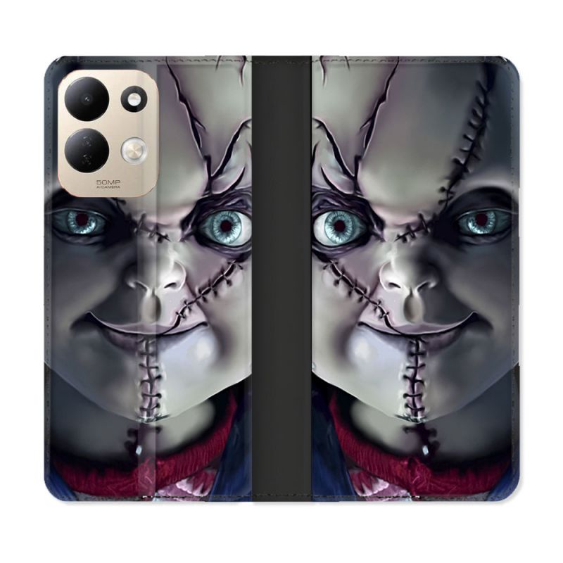 Housse Cuir Portefeuille Pour Xiaomi Redmi 17 4G / 5G Horreur Chucky Cicatrice
