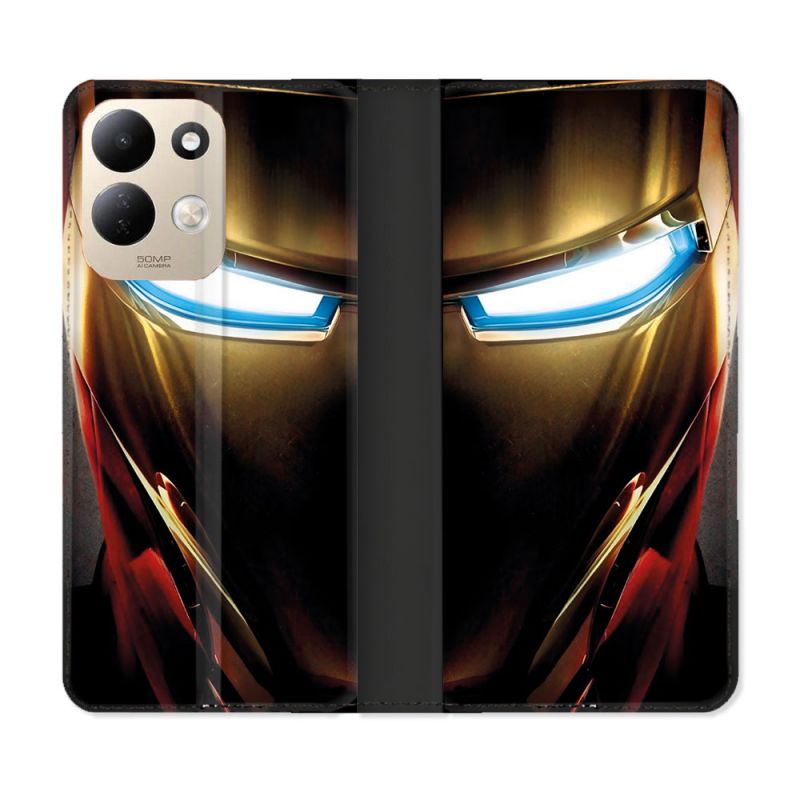 Housse Cuir Portefeuille Pour Xiaomi Redmi 17 4G / 5G Iron Man Casque
