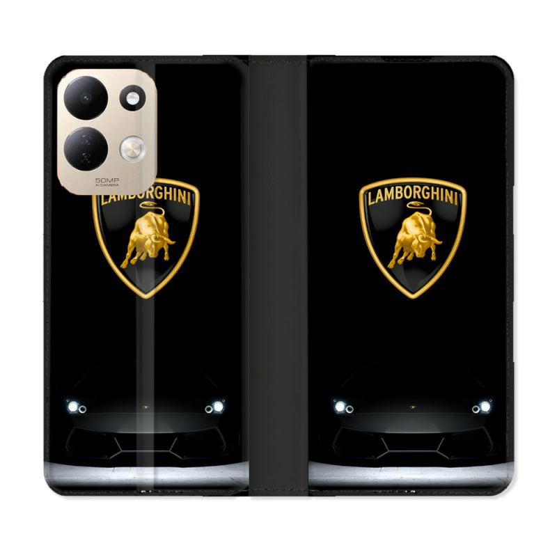 Housse Cuir Portefeuille Pour Xiaomi Redmi 17 4G / 5G Lamborghini Noir