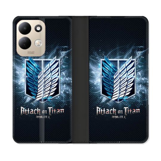 Housse Cuir Portefeuille Pour Xiaomi Redmi 17 4G / 5G Manga Attaque Titans Noir