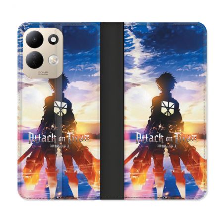 Housse Cuir Portefeuille Pour Xiaomi Redmi 17 4G / 5G Manga Attaque Titans Soleil