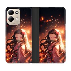 Housse Cuir Portefeuille Pour Xiaomi Redmi 17 4G / 5G Manga Demon Slayer Nezuko Rose