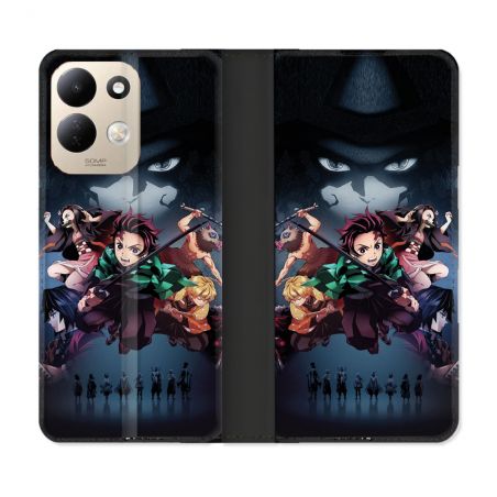 Housse Cuir Portefeuille Pour Xiaomi Redmi 17 4G / 5G Manga Demon Slayer Noir
