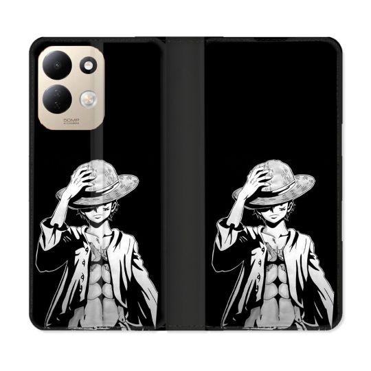 Housse Cuir Portefeuille Pour Xiaomi Redmi 17 4G / 5G Manga One Piece Luffy Noir