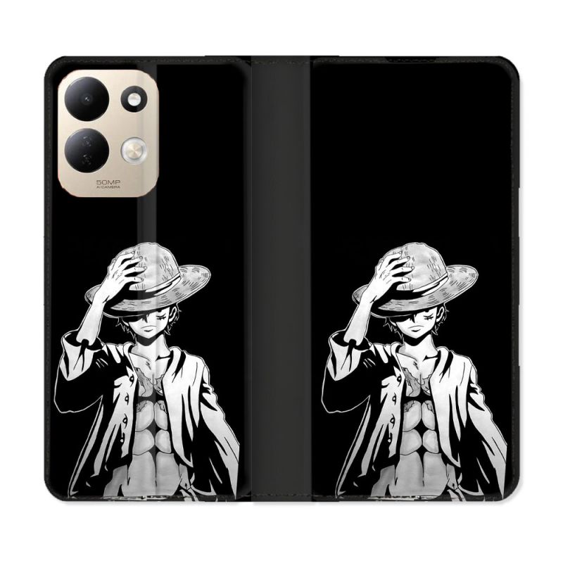 Housse Cuir Portefeuille Pour Xiaomi Redmi 17 4G / 5G Manga One Piece Luffy Noir