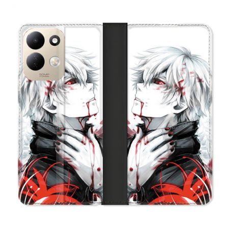 Housse Cuir Portefeuille Pour Xiaomi Redmi 17 4G / 5G Manga Tokyo Ghoul Kaneki Blanc