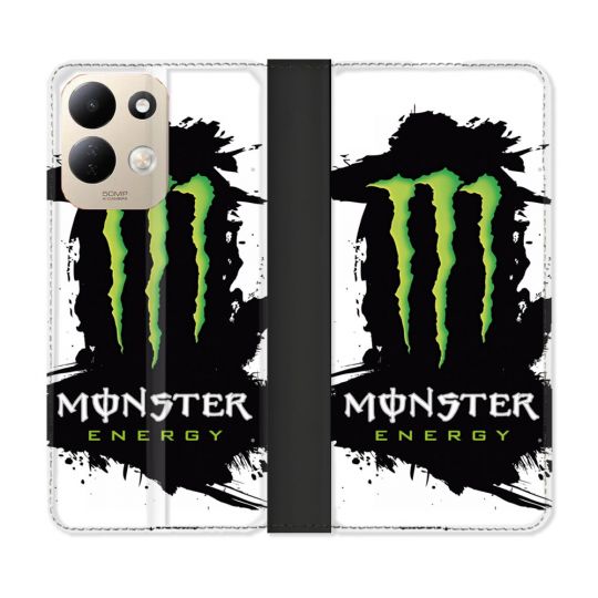 Housse Cuir Portefeuille Pour Xiaomi Redmi 17 4G / 5G Monster Energy Tache