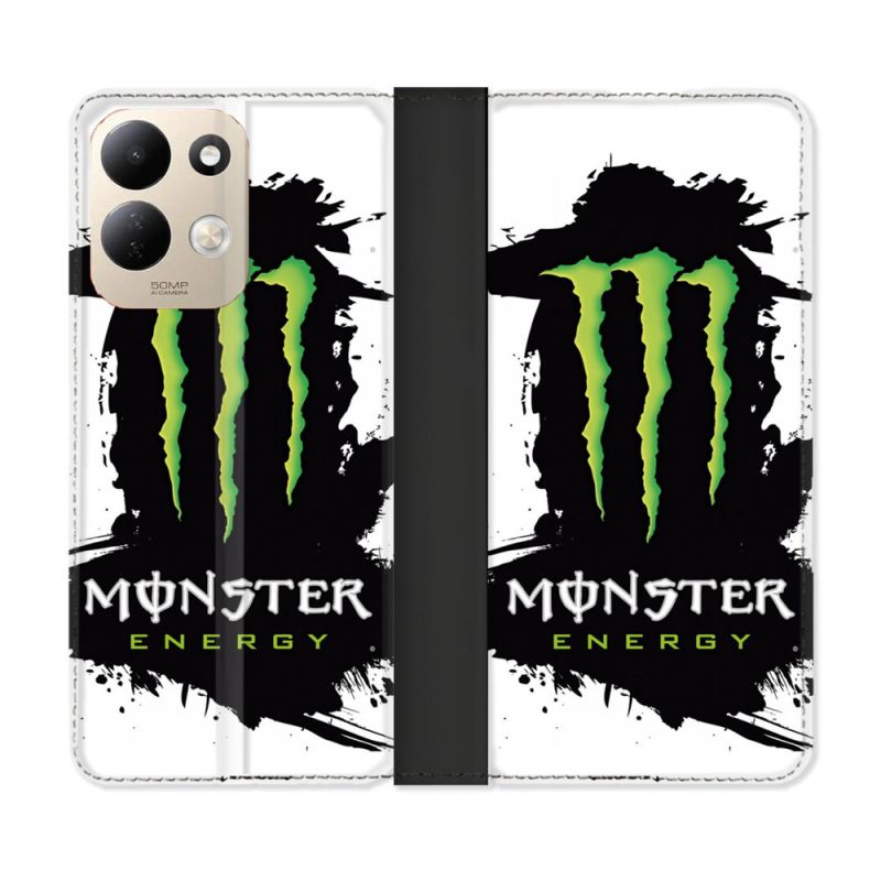 Housse Cuir Portefeuille Pour Xiaomi Redmi 17 4G / 5G Monster Energy Tache