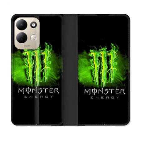 Housse Cuir Portefeuille Pour Xiaomi Redmi 17 4G / 5G Monster Energy Vert
