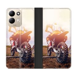 Housse Cuir Portefeuille Pour Xiaomi Redmi 17 4G / 5G Moto Cross Soleil