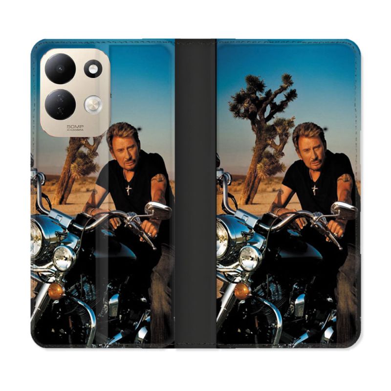 Housse Cuir Portefeuille Pour Xiaomi Redmi 17 4G / 5G Musique Johnny Hallyday Moto