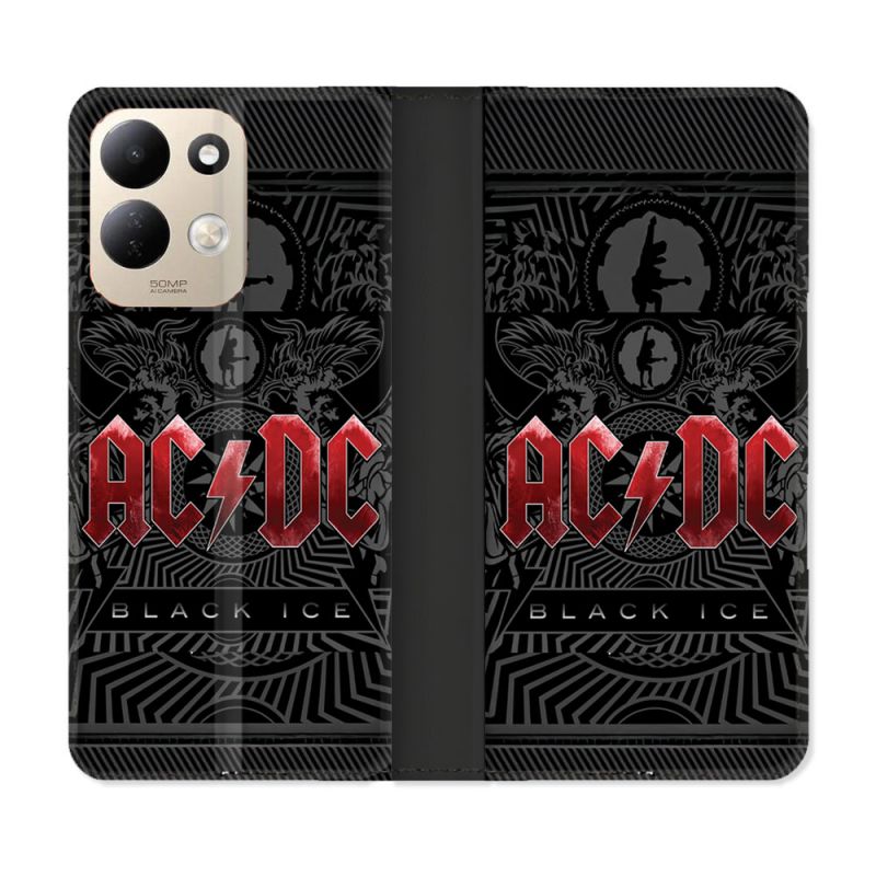 Housse Cuir Portefeuille Pour Xiaomi Redmi 17 4G / 5G Musique Rock ACDC Rouge