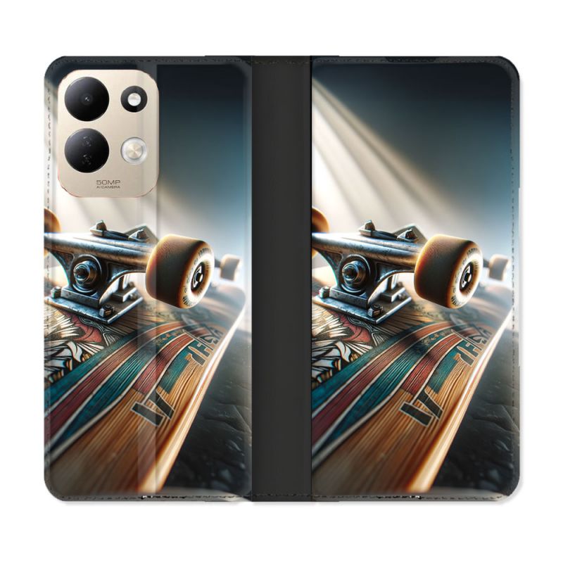 Housse Cuir Portefeuille Pour Xiaomi Redmi 17 4G / 5G Planche Skate