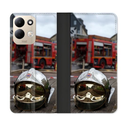 Housse Cuir Portefeuille Pour Xiaomi Redmi 17 4G / 5G Pompier Casque Camion
