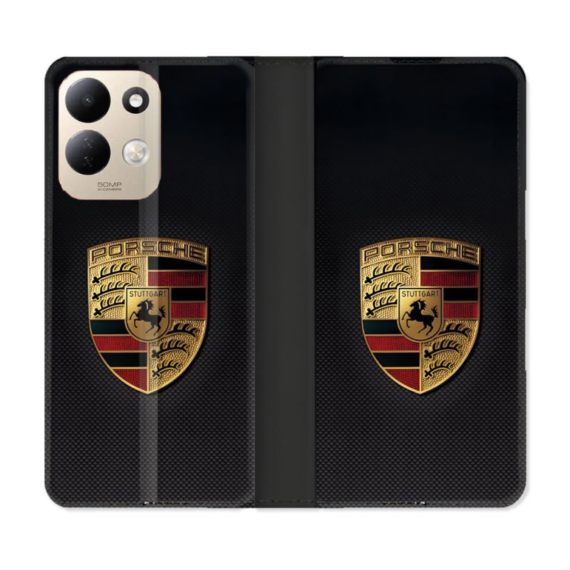 Housse Cuir Portefeuille Pour Xiaomi Redmi 17 4G / 5G Porsche Carbone