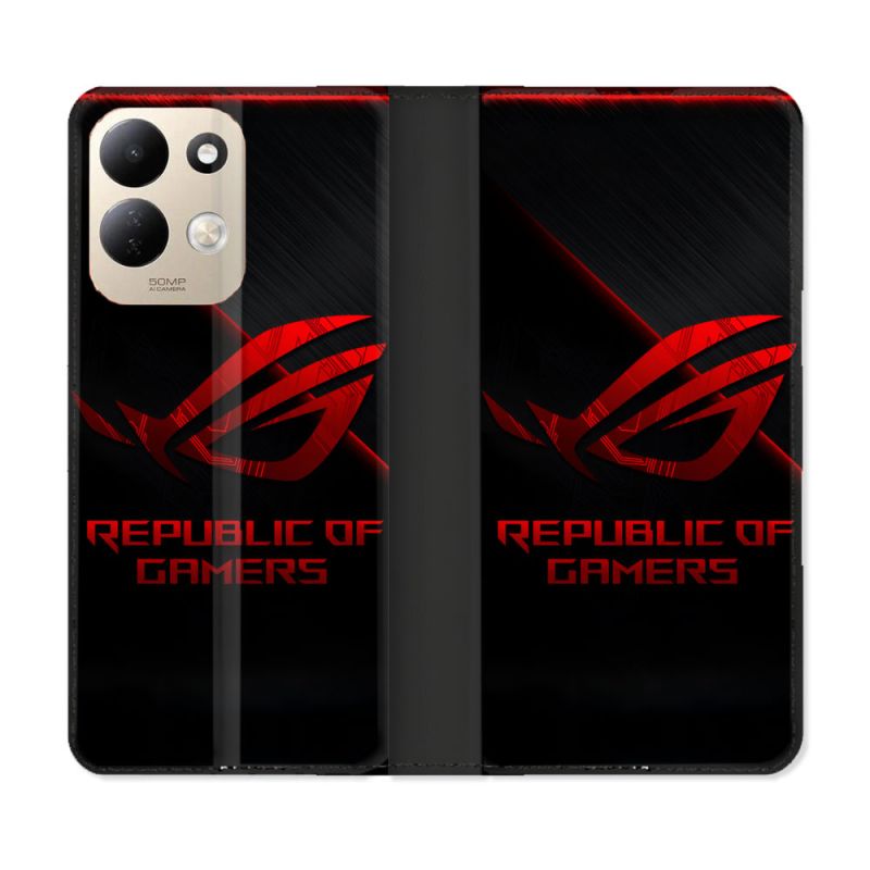 Housse Cuir Portefeuille Pour Xiaomi Redmi 17 4G / 5G ROG Rouge