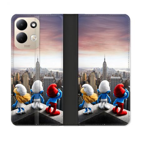 Housse Cuir Portefeuille Pour Xiaomi Redmi 17 4G / 5G Schtroumpfs New York