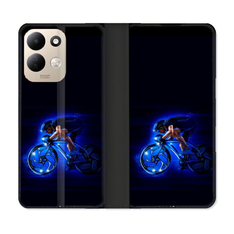 Housse Cuir Portefeuille Pour Xiaomi Redmi 17 4G / 5G Sport Cyclisme Bleu