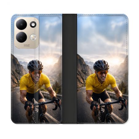 Housse Cuir Portefeuille Pour Xiaomi Redmi 17 4G / 5G Sport Cyclisme Maillot Jaune