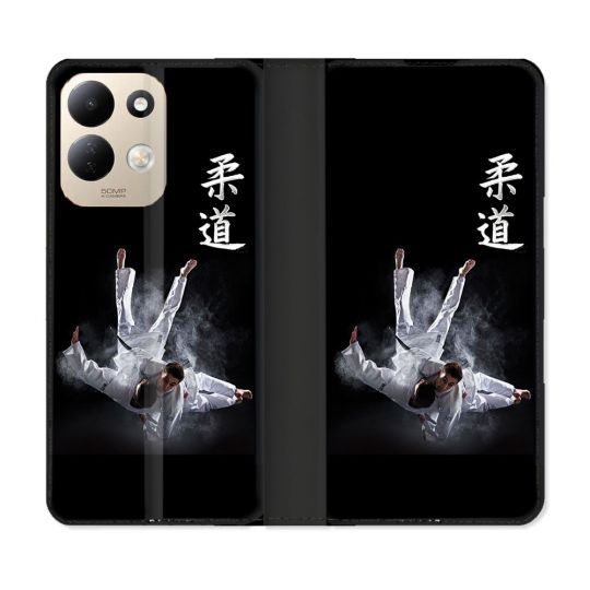 Housse Cuir Portefeuille Pour Xiaomi Redmi 17 4G / 5G Sport Judo Noir