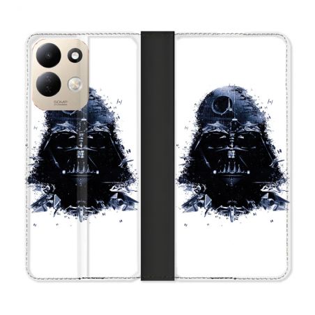 Housse Cuir Portefeuille Pour Xiaomi Redmi 17 4G / 5G Star Wars - Dark Vador Blanc